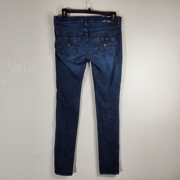 Peoples Liberation Womens Size 26 Distressed Skinny Blue Jeans Star Pocket - Picture 2 of 11